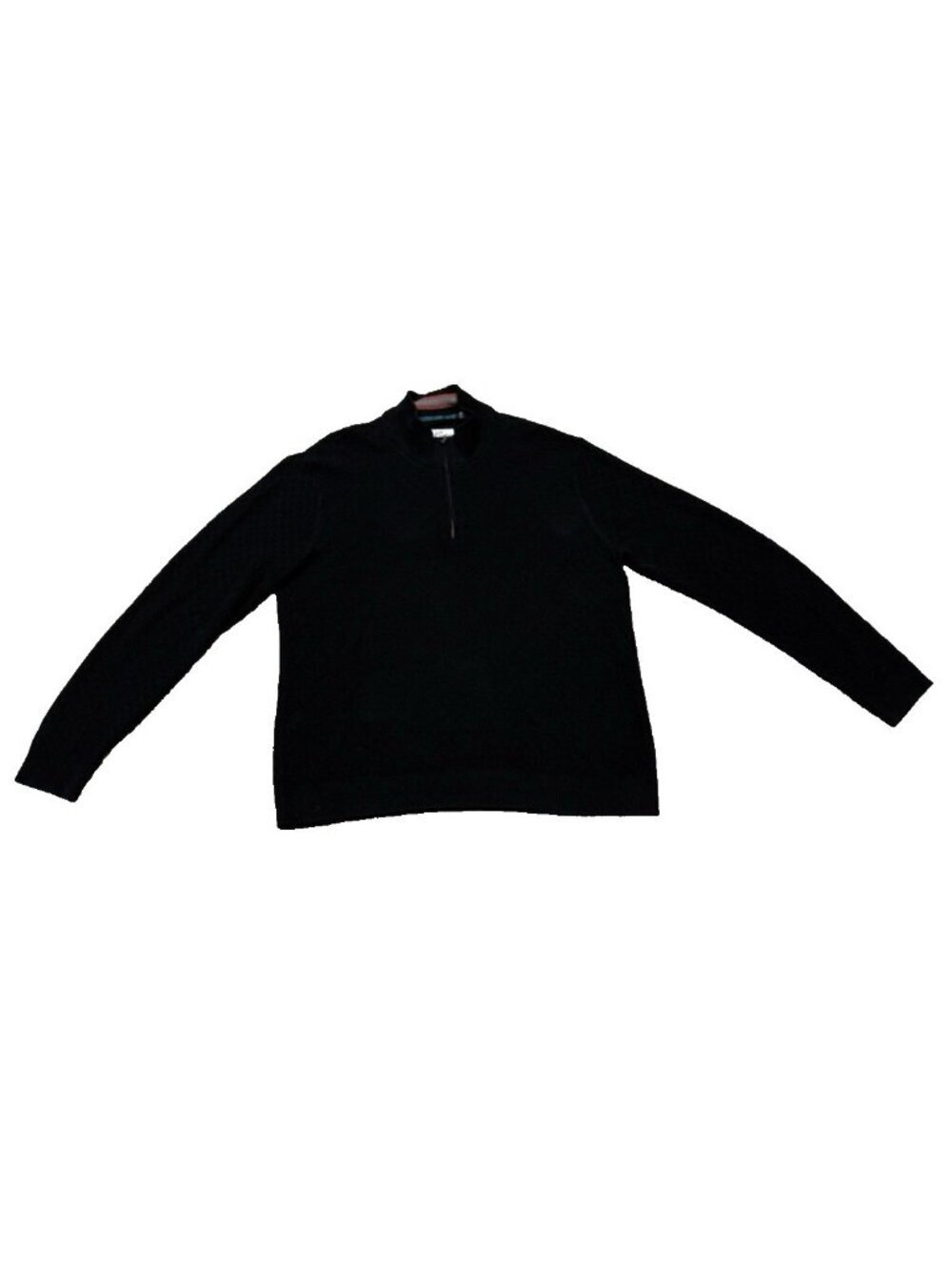Robert Graham Men Sweater Textured Knit Quarter Zip Wool Blend XL Black Pullover